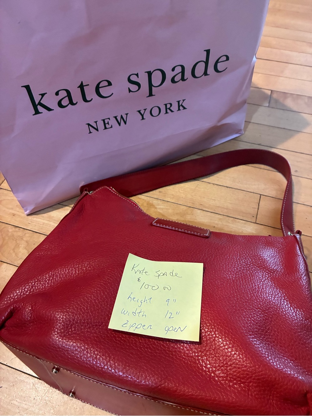Kate Spade Red Pebbled Leather Shoulder Hobo